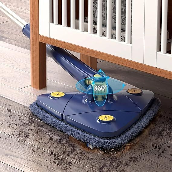 Zuha 360° Rotatable Adjustable Triangle Cleaning Mop with Stainless Steel Long Handle Push-Pull Squeezing Cleaning Mop Dry & Wet Mop Floor Windows Ceiling