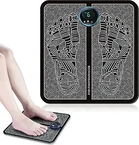Zuha Ems Foot Massager Pain Relief,Electric Ems Massage Machine Mat,Rechargeable Portable Folding Automatic With 8 Mode/19 Intensity For Legs,Body,Hand Device For Men And Women