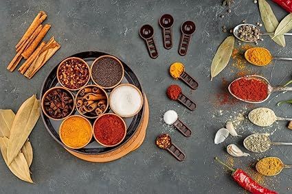 Zuha Plastic Round Masala Dabba With Multiple Compartment Spice Container Masala Box Vatti Anjarai Petti For Home Kitchen | 7 Compartments