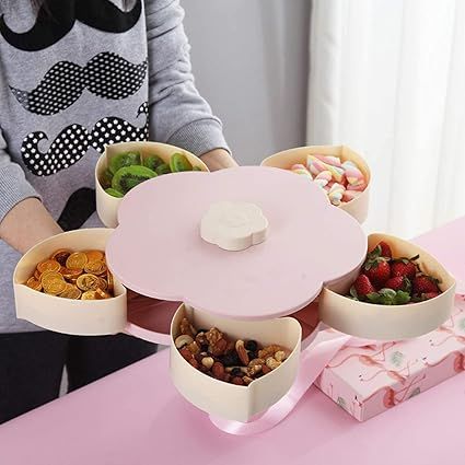 Zuha smart Candy Box Single Layer Rotating Serving Tray Dry Fruit, Candy, Chocolate, Snacks & Masala Storage Box (Candy Box Single
