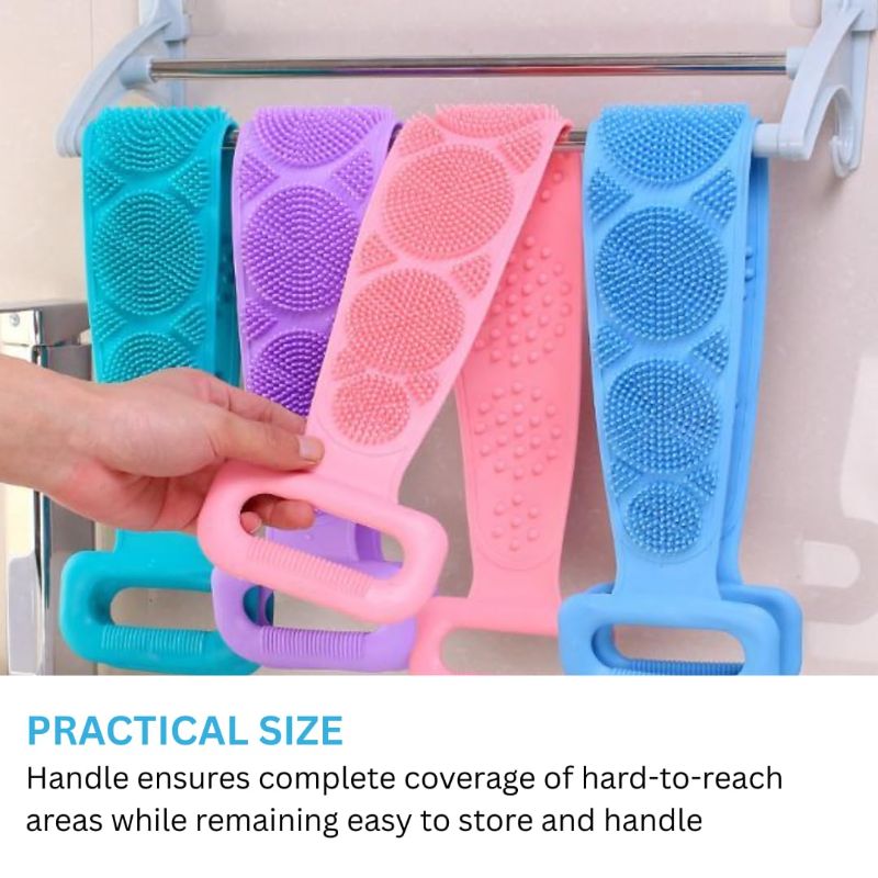 Zuha Silicone Body Back Scrubber, Double-Sided Exfoliating Bath Brush | Deep Cleansing & Massage Belt for Shower & Dead Skin Removal (Medium)