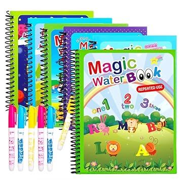 Zuha Reusable Magic Water Coloring Painting Book for Kids - Self Drying Water Pen - Fun and Learn Cartoon Educational Drawing Pad (Pack of 1)