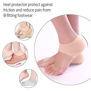 Zuha  Silicone Gel Heel Pad Socks for Pain Relief - 1 Pair (Beige, Free Size)