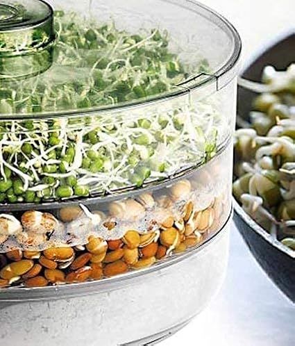 Zuha  ORNAMENTS Sprout Maker With 4 Compartments For Multi Purpose Use - Plastic Grocery Container Sprouted Grains Seeds Dal Channa Chole Ragi Organic Sprouting Jar (500Ml,4-Layer)
