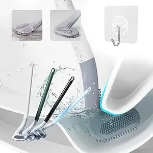 Zuha Silicone Toilet Cleaning Brush (Pack of 1) with Slim No-Slip Long Handle, 360° Deep Cleaning Golf Shape Design for Efficient Bathroom Cleaning - Durable & Hygienic