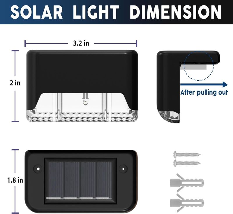 Zuha plastic Waterproof LED Solar Powered Deck Stair Outdoor Light for Railing, Wall Garden,Pathway, Backyard, Patio, and Balcony Decoration