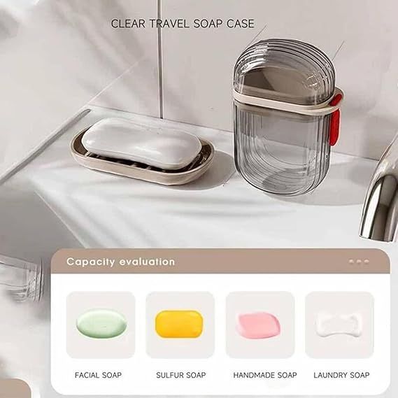 Zuha Travel Soap Box - Plastic Transparent Waterproof Portable Soap Dish Box for Travel, Camping & Outdoor, Leakproof Soap Box Case with Lid Draining Soap Bar Holder Dish Container
