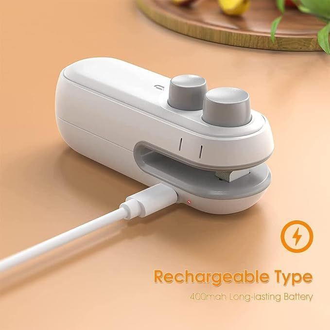 Zuha Portable Plastic Bag Sealing Machine | Mini Bag Sealer with Cutter and Magnet | Packet Sealer for Food, Chips, Snacks, Traveling Food Packets Bags (Rechargeable) 1Pcs