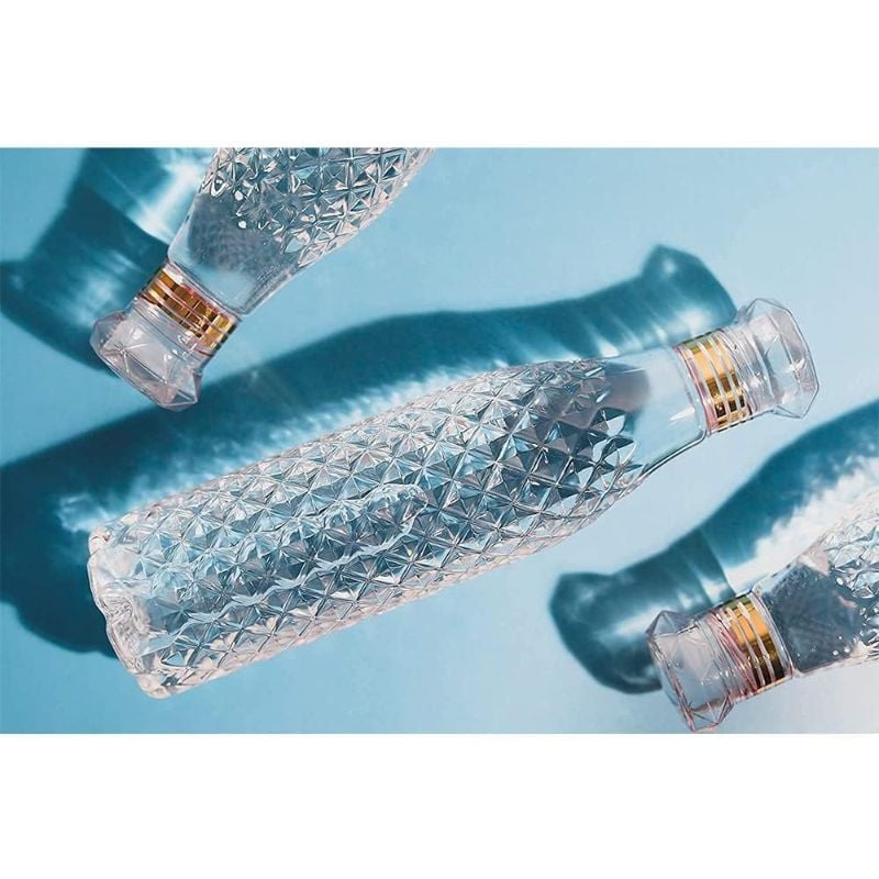 Zuha crystal clear Diamond Shape water bottle Food Grade plastic with Diamond Cap Ideal for Restraunt Kitchen Home Office Sports School Travelling Gym Yoga