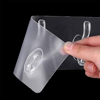 Zuha Adhesive Wall Hooks, Clear Plastic, Self-Adhesive Transparent Hanging Hooks,6 in Row, Strong Sticky Mount for Home, Kitchen, Bathroom