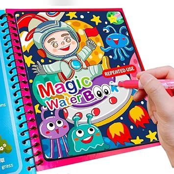 Zuha Reusable Magic Water Coloring Painting Book for Kids - Self Drying Water Pen - Fun and Learn Cartoon Educational Drawing Pad (Pack of 1)