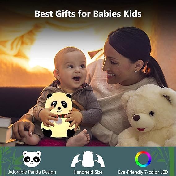 Zuha Panda Night Lamp Silicone Touch Color Changing LED Rechargeable Night Light for Kids, Gifts for Girls & Boys | Cute Unisex Bedroom Decor | Valentine Special | Soft BPA-Free | Nightlight