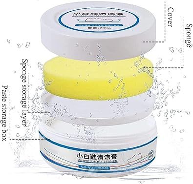 Zuha White Shoe Cleaning Cream | Sneaker Stain Cleaning Cream | Sneaker Stain Remover Cream, Simple and Fast, Shoe Whitening Cleansing Tool, Whitening and Yellowing Maintenance for White Shoes, Leather, Sports Shoes, Leather Bags, Car Interiors, Tennis Shoe - 260GM