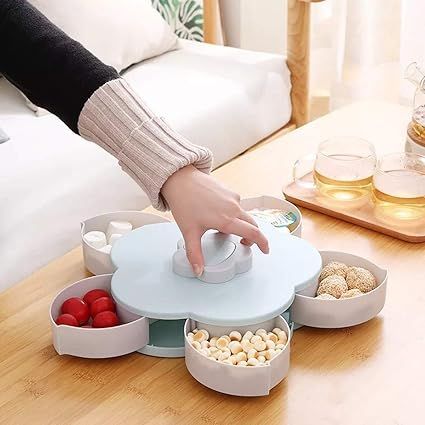 Zuha smart Candy Box Single Layer Rotating Serving Tray Dry Fruit, Candy, Chocolate, Snacks & Masala Storage Box (Candy Box Single