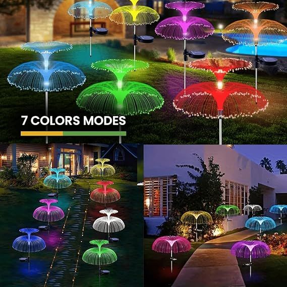 Zuha plastic Solar Decorative Jellyfish Light 7 Color Changing Fountain Shaped Waterproof Outdoor Home Garden Pathway Lawn Driveway