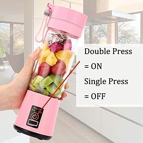 Zuha 2-USB Portable & Rechargeable Electric USB 6 Blades Juice Cup Maker Juicer Bottle Blender Grinder Fruit Mixer, Bottle for Home and Travel
