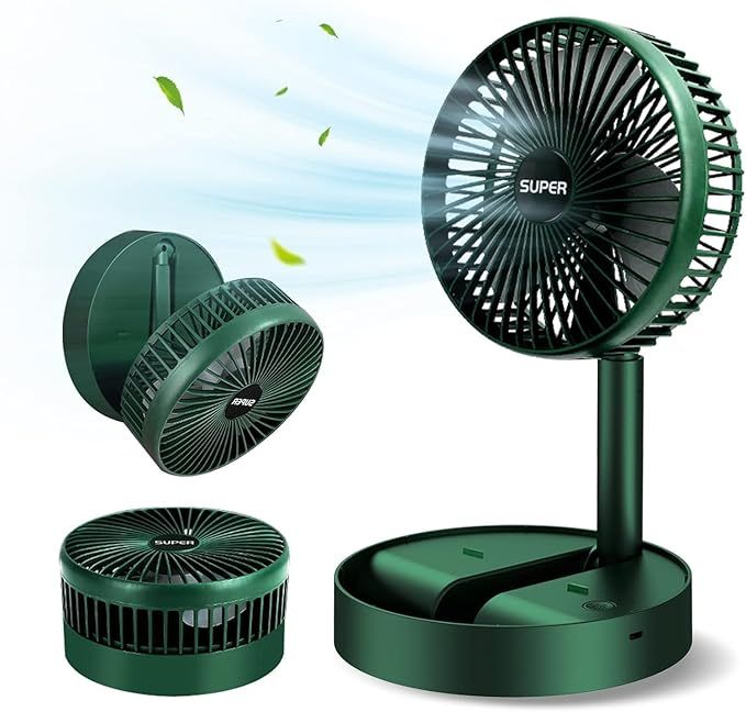 Zuha High Speed Rechargeable Table Fan for Home– Foldable USB Charging Battery Fan With Led Light / 3 Speed Modes Portable fan for Home, Office,Kitchen-White