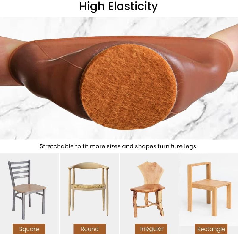 Zuha Silicone Chair Leg Floor Protectors – 8 Pcs | Rubber Chair Leg Caps Furniture Protector to Prevent Scratches, Reduce Noise, Anti-Slip | Furniture Leg Covers for Chair, Stool Table,Brown