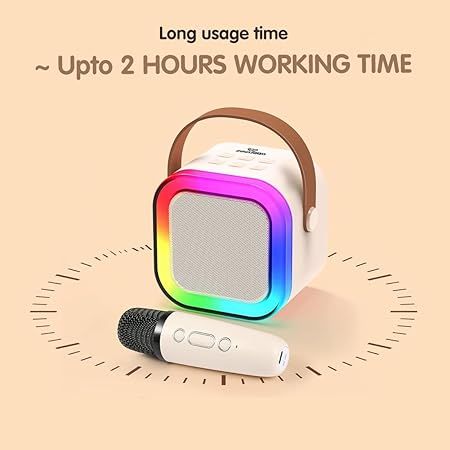 Zuha Rechargeable Karaoke Mic with Speaker for Singing | Wireless Mini Portable Bluetooth Speaker with Microphone & LED Lights | Cute Birthday Gift for Kids Musical Toys for Boys, Girls and Adults