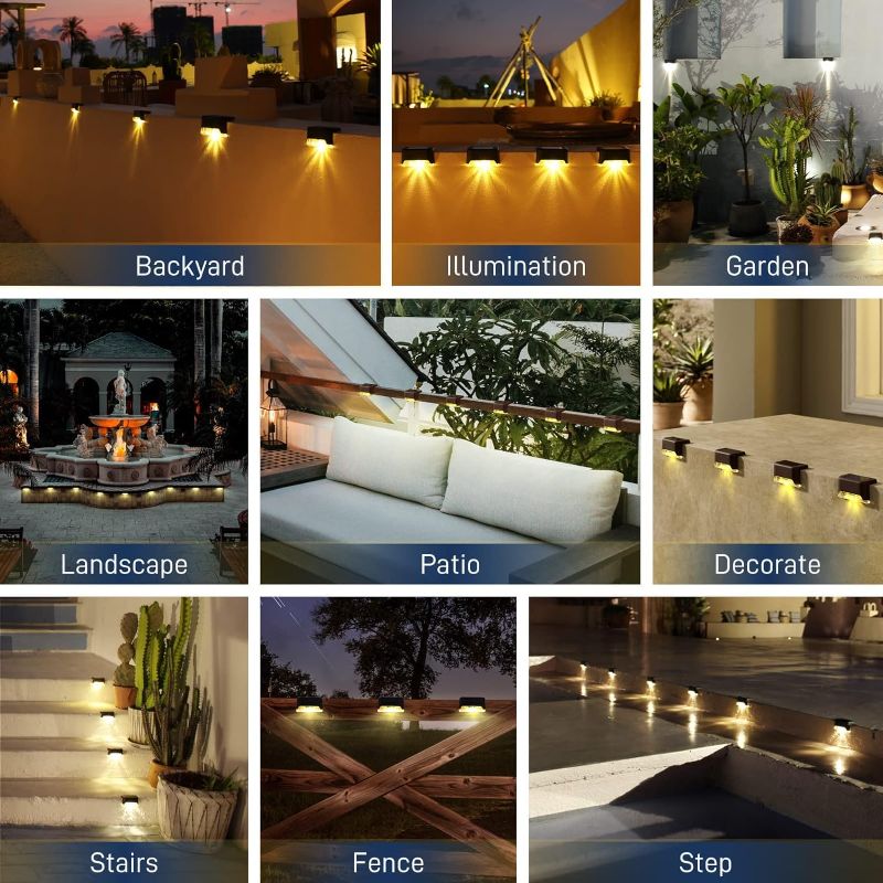 Zuha plastic Waterproof LED Solar Powered Deck Stair Outdoor Light for Railing, Wall Garden,Pathway, Backyard, Patio, and Balcony Decoration