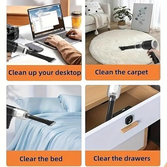 Zuha 3 in 1 Portable Car Vacuum Cleaner with Blower | USB Rechargeable Wireless Handheld Car Vacuum Cleaner Traveling, Camping Reusable,Portable,Rechargeable
