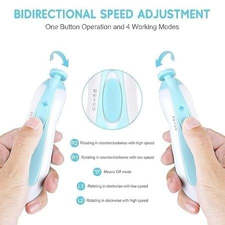 Zuha Baby Nail Trimmer Electric Nail Drill Professional Portable, Safe Baby Nail File,Baby Nail Clippers with Light &6 Grinding Pads Polishing Shape Tools for Newborn Toddler or Adults Toes and Fingernails, Kids Nail Care, Polish Trim