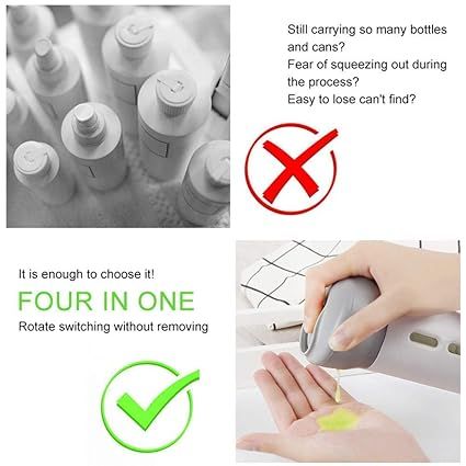 Zuha 4 in 1 Travel Size Dispenser Bottle Set Refillable Plastic Leak Proof Toiletries Cosmetic Liquid Lotion Container (Multi Color)