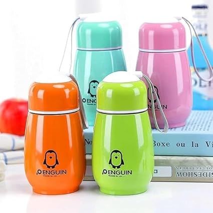 Zuha Penguin Water Bottle 150 ml Thermos Penguin Shape Stainless Steel Vacuum Cup Flask Bottle to Store Juice Hot & Cold Tea Coffee for Outdoor1pc, Multi Colour