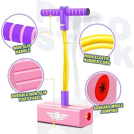 Zuha Kids Pogo Jumper Fun and Safe Pogo Stick for Toddlers, Durable Foam Bungee Jumping Stick Makes Squeaky Sounds Improves Balance, Bouncing Toy for Ages 3 and up Holds up to 250lbs