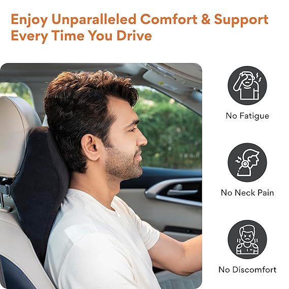 Zuha Car Neck Rest Pillow Memory Foam Neck Pillow for Car, Car Seat Head Rest Cushion for Neck & Cervical Support - Relieves Neck Pain