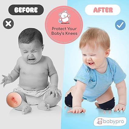 Zuha BabyPro Knee Pads Set of 2 Pairs for Toddlers, Baby Elbow & Knee Protector, Anti-Slip Silicone Dots, Knee Support for Crawling & Walking, Soft, Stretchable, Breathable Leg Warmers (Mult