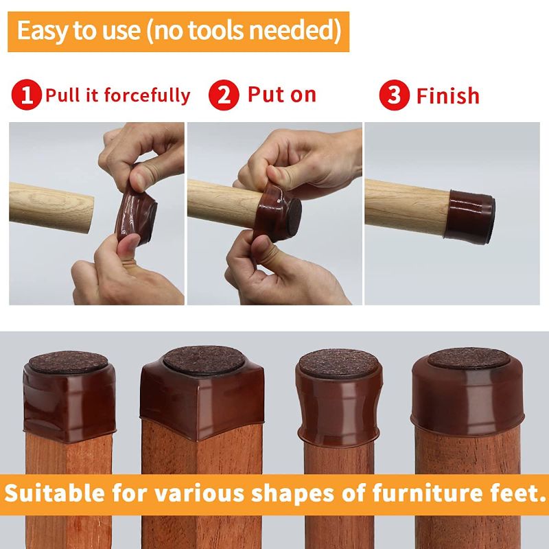 Zuha Silicone Chair Leg Floor Protectors – 8 Pcs | Rubber Chair Leg Caps Furniture Protector to Prevent Scratches, Reduce Noise, Anti-Slip | Furniture Leg Covers for Chair, Stool Table,Brown