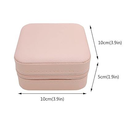 Zuha Faux Leather Mini Jewelry Travel Case,Small Travel Jewelry Organizer, Portable Jewelry Box Travel Mini Storage Organizer Portable Display Storage Box For Rings Earrings Necklaces Gifts (Pink)