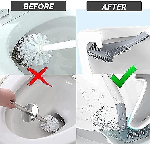 Zuha Silicone Toilet Cleaning Brush (Pack of 1) with Slim No-Slip Long Handle, 360° Deep Cleaning Golf Shape Design for Efficient Bathroom Cleaning - Durable & Hygienic