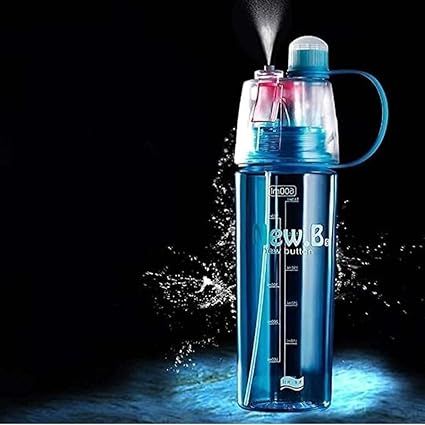 Zuha Mist Spray Bottle, 2 In 1 Drink And Mist Water Bottle, Sports Spray Bottle Straw Outdoor Bicycle Water Bottle Sippers Dishwasher Safe, Bpa-Free, 600Ml,Blue