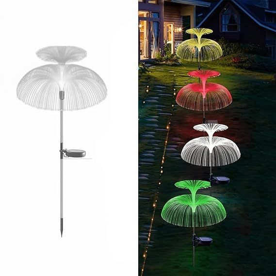 Zuha plastic Solar Decorative Jellyfish Light 7 Color Changing Fountain Shaped Waterproof Outdoor Home Garden Pathway Lawn Driveway