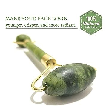 Zuha Roller & Gua Sha Facial Massager – Natural Himalayan Stone Face Roller for Skin Care, Anti-Aging, Wrinkle Reduction & Serum Application | Relaxing Face & Neck Massage Tool (Green)
