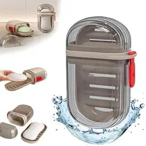 Zuha Travel Soap Box - Plastic Transparent Waterproof Portable Soap Dish Box for Travel, Camping & Outdoor, Leakproof Soap Box Case with Lid Draining Soap Bar Holder Dish Container