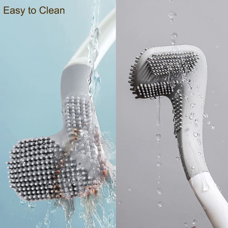 Zuha Silicone Toilet Cleaning Brush (Pack of 1) with Slim No-Slip Long Handle, 360° Deep Cleaning Golf Shape Design for Efficient Bathroom Cleaning - Durable & Hygienic