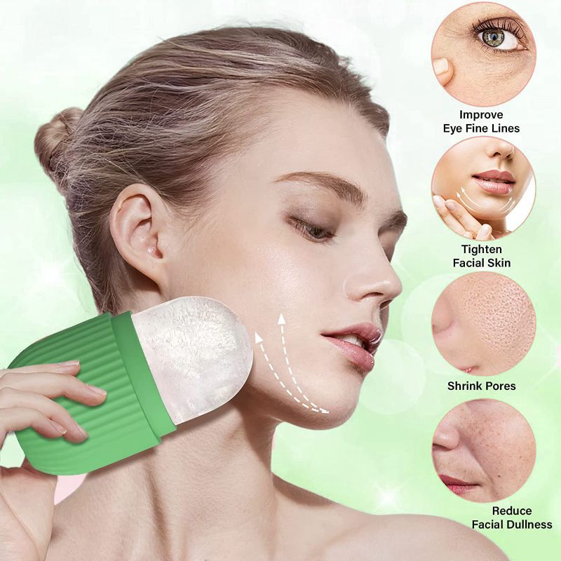Zuha Ice Face Roller Silicone Facial Cube for Eyes Neck Massage Remove Dark Circle Pore Shrink Face Beauty Skin Care Ice Mould Kitchen Tools