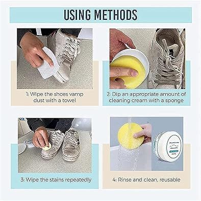 Zuha White Shoe Cleaning Cream | Sneaker Stain Cleaning Cream | Sneaker Stain Remover Cream, Simple and Fast, Shoe Whitening Cleansing Tool, Whitening and Yellowing Maintenance for White Shoes, Leather, Sports Shoes, Leather Bags, Car Interiors, Tennis Shoe - 260GM