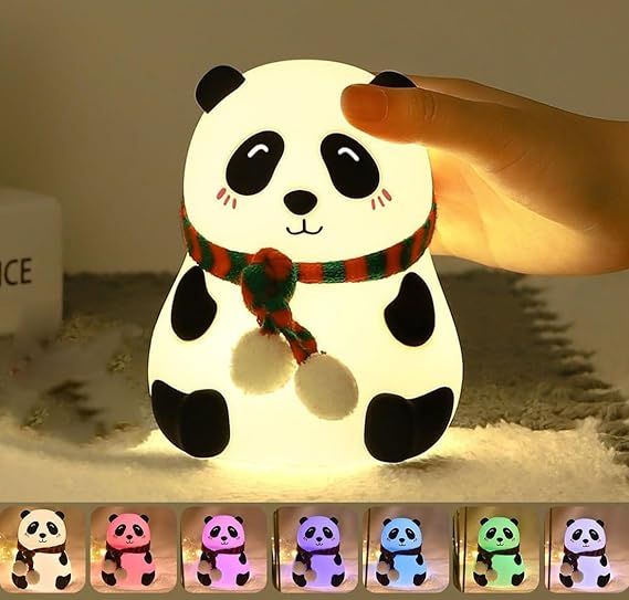 Zuha Panda Night Lamp Silicone Touch Color Changing LED Rechargeable Night Light for Kids, Gifts for Girls & Boys | Cute Unisex Bedroom Decor | Valentine Special | Soft BPA-Free | Nightlight