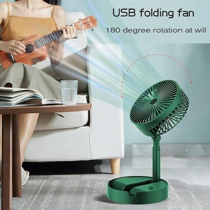 Zuha High Speed Rechargeable Table Fan for Home– Foldable USB Charging Battery Fan With Led Light / 3 Speed Modes Portable fan for Home, Office,Kitchen-White