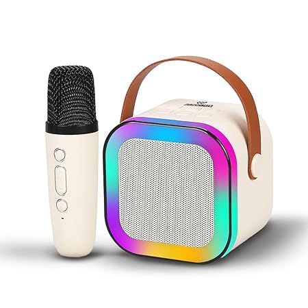 Zuha Rechargeable Karaoke Mic with Speaker for Singing | Wireless Mini Portable Bluetooth Speaker with Microphone & LED Lights | Cute Birthday Gift for Kids Musical Toys for Boys, Girls and Adults