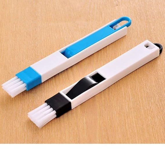Zuha Plastic 2 In 1 Multi-Function Window Slot Brush With Dustpan Screen Keyboard Drawer Wardrobe Corner Gap Dust Removal Cleaning Brush