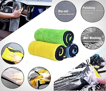 Zuha Auto Hub Heavy Microfiber Cloth for Car Cleaning and Detailing, Double Sided, Extra Thick Plush Microfiber Cloth, Lint-Free, 800 GSM (Size 40cm x 40cm)/Pack of 1,