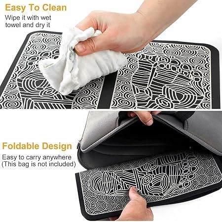 Zuha Ems Foot Massager Pain Relief,Electric Ems Massage Machine Mat,Rechargeable Portable Folding Automatic With 8 Mode/19 Intensity For Legs,Body,Hand Device For Men And Women