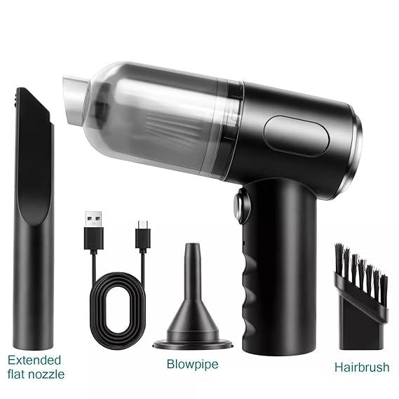 Zuha 3 in 1 Portable Car Vacuum Cleaner with Blower | USB Rechargeable Wireless Handheld Car Vacuum Cleaner Traveling, Camping Reusable,Portable,Rechargeable