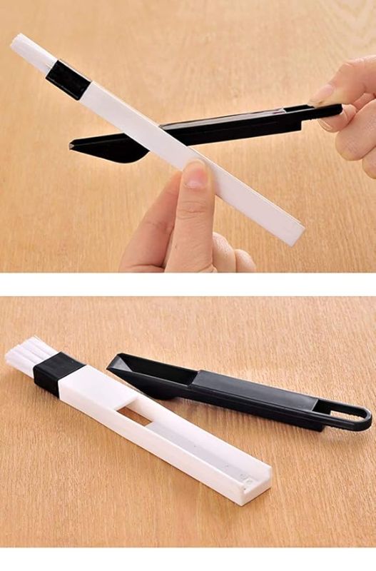 Zuha Plastic 2 In 1 Multi-Function Window Slot Brush With Dustpan Screen Keyboard Drawer Wardrobe Corner Gap Dust Removal Cleaning Brush