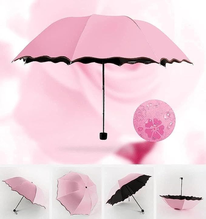 Zuha 3 Fold Magic Umbella Anti UV Protection, Beautiful Creative Magical of Blooming Flowers Design Multi Style Umbrella for Man and Women